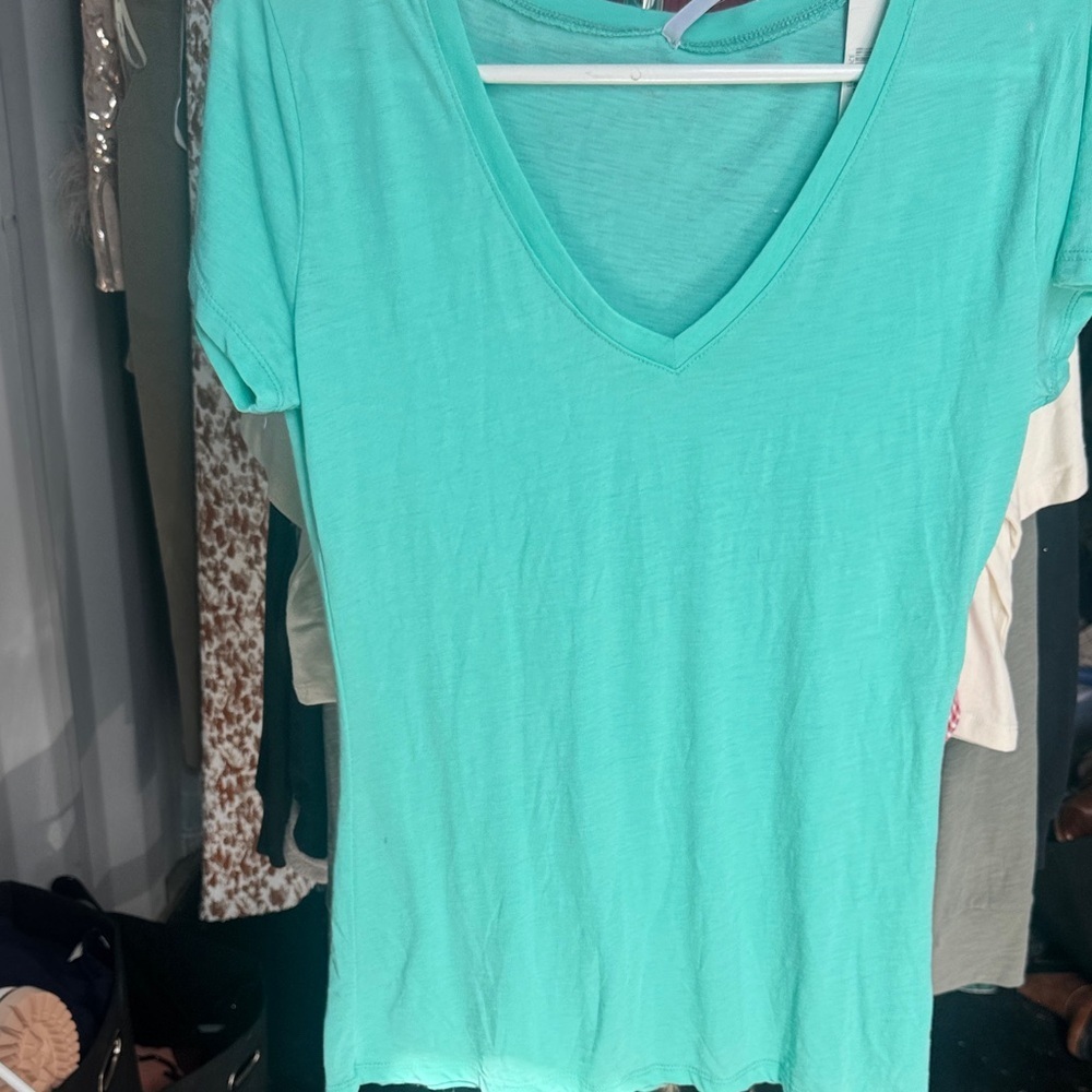 Zsupply Mint Green V-Neck Women's Top